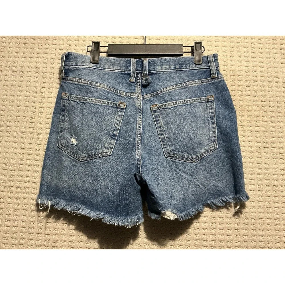 We The Free Distressed Denim Shorts Button Fly 27 Raw‎ Shredded Hem